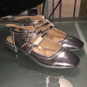 Silver Small Block Heel Shoe  9.5M